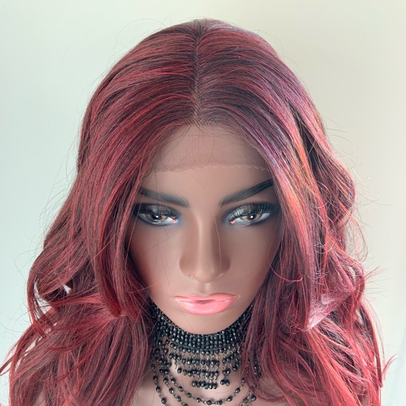 Gorgeous 22” Ombre Red Pepper Lace Front Synthetic Wig - Picture 2 of 8